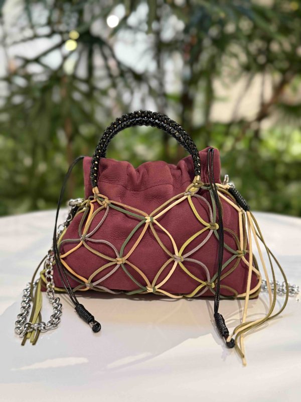 Netbag Pelle borgogna